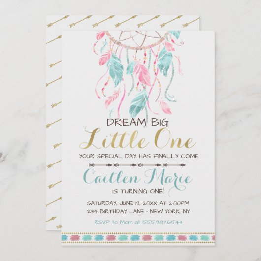 Droomvanger Verjaardagsuitnodiging Boho Stam Kaart (Voorkant / Achterkant)