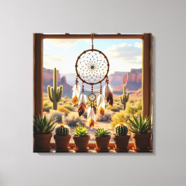 Droomvanger, Woestijncanyons, Cactussen Canvas Afdruk