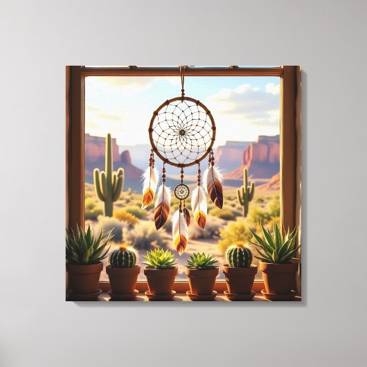 Droomvanger, Woestijncanyons, Cactussen Canvas Afdruk (Voorkant)