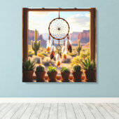 Droomvanger, Woestijncanyons, Cactussen Canvas Afdruk (Insitu (Houten vloer))