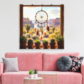Droomvanger, Woestijncanyons, Cactussen Canvas Afdruk (Insitu (Woonkamer))