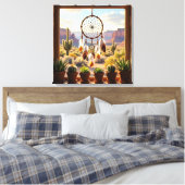 Droomvanger, Woestijncanyons, Cactussen Canvas Afdruk (Insitu (Slaapkamer))