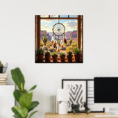 Droomvanger, Woestijncanyons, Cactussen Poster (Thuiskantoor)