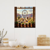 Droomvanger, Woestijncanyons, Cactussen Poster (Keuken)