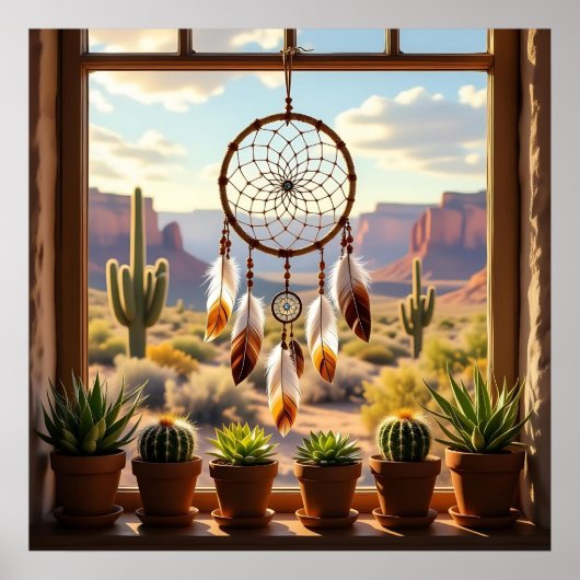 Droomvanger, Woestijncanyons, Cactussen Poster (Voorkant)