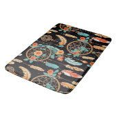 Droomvangers boho bloemmotief zwart turquoise badmat (Gekanteld)
