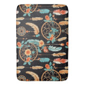 Droomvangers boho bloemmotief zwart turquoise badmat (Voorkant Verticaal)