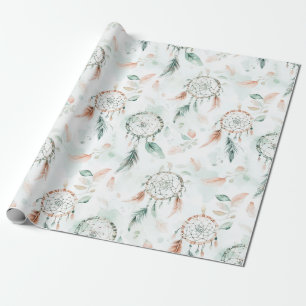 Droomvangers en veren pastel cadeaupapier