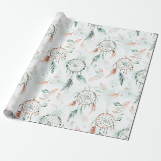 Droomvangers en veren pastel cadeaupapier