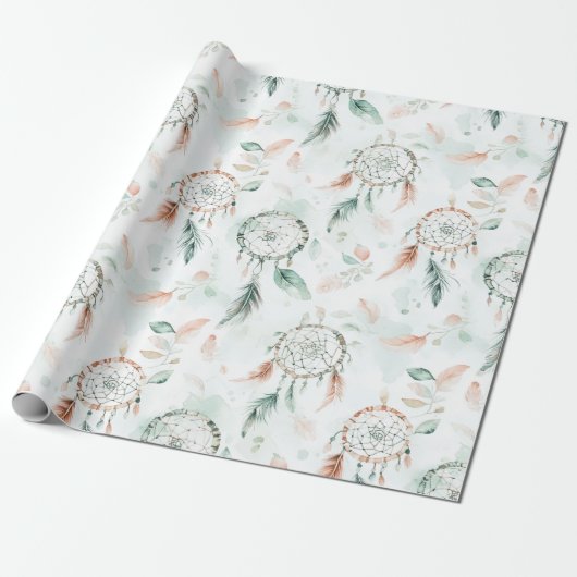 Droomvangers en veren pastel cadeaupapier (Uitgerold)