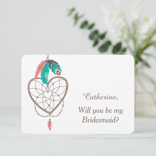 Droomvangerveer Bruidsmeisje Bruiloft Kaart (Staand voorkant)