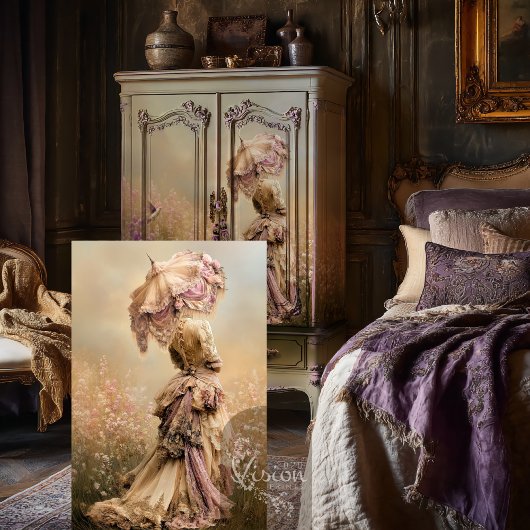 Droomveld, Vrouw & Parasol Stof Violet Tissuepapier