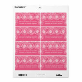 Droomvlinder Bruiloftetiketjes, Roze Etiket (Full Sheet)