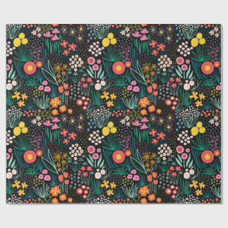 Droomvolle Wilde Bloem Donkere Tuin Folk Print Cadeaupapier