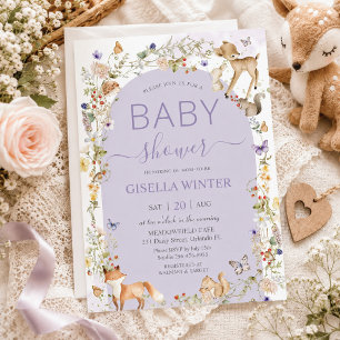 Droomwereld Bosdieren Wilde Bloem Baby Shower Kaart