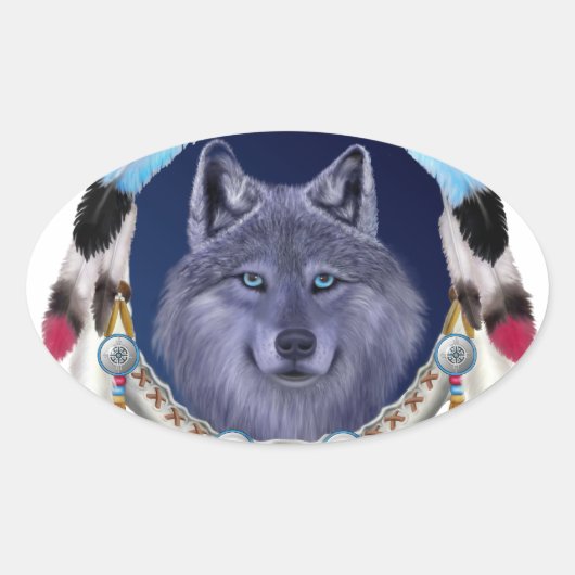 DROOMWOLF OVALE STICKER (Voorkant)