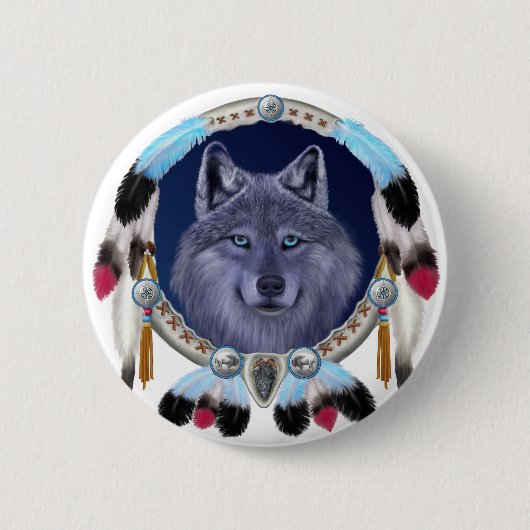 DROOMWOLF RONDE BUTTON 5,7 CM (Voorkant)