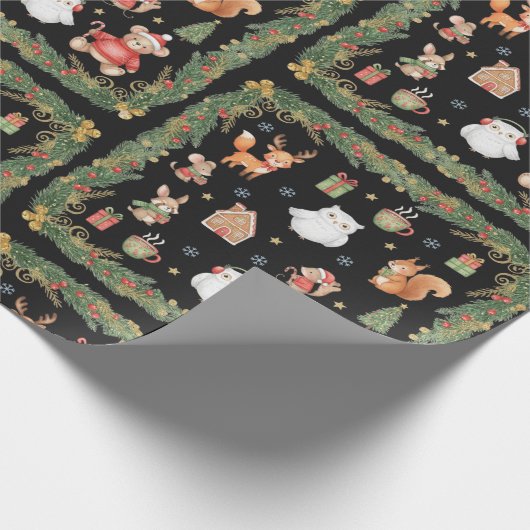 Droomwoud Dieren Kerstmis Cadeaupapier (Hoek)
