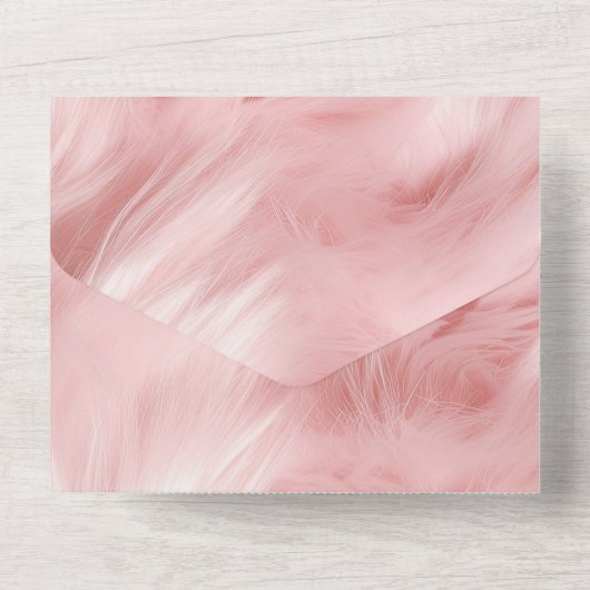 Droomy Blush Roze Dierenbont Bruiloft All In One Uitnodiging (Achterkant)