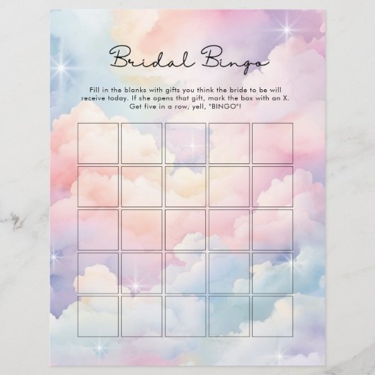 Droomy Cloud Nine Bruids Bingo Spel (Voorkant)