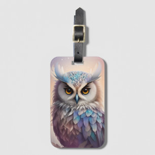Droomy Fantasy Uil Zachte Pastel Kleuren Bagagelabel