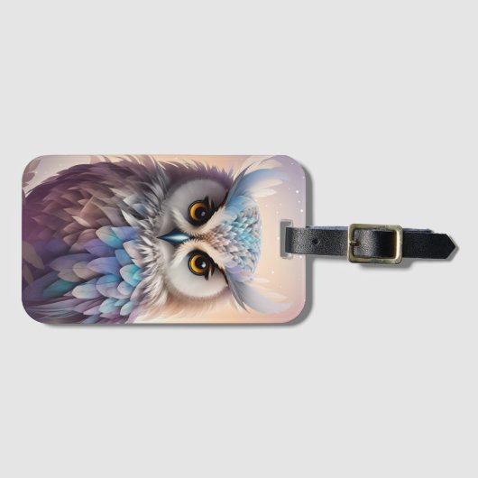 Droomy Fantasy Uil Zachte Pastel Kleuren Bagagelabel (Voorkant (horizontaal))