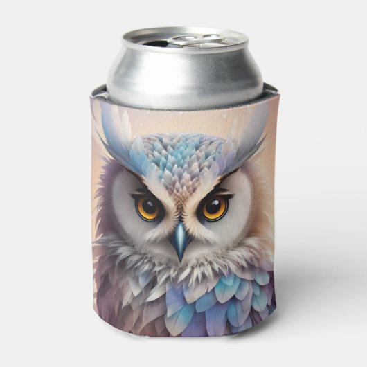 Droomy Fantasy Uil Zachte Pastel Kleuren Blikjeskoeler (Blikje Voorkant)