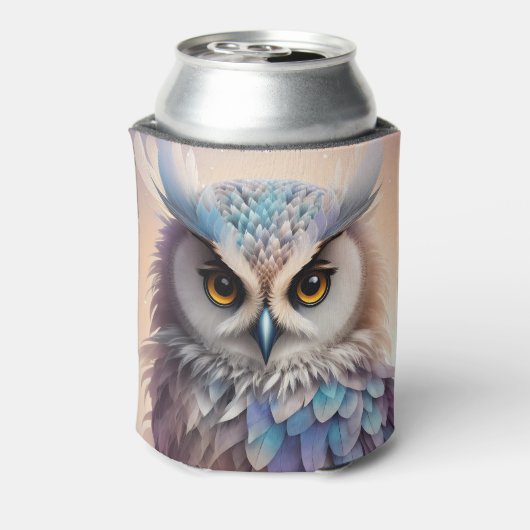 Droomy Fantasy Uil Zachte Pastel Kleuren Blikjeskoeler (Blikje Achterkant)