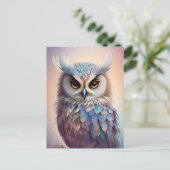Droomy Fantasy Uil Zachte Pastel Kleuren Briefkaart (Staand voorkant)