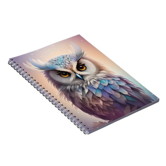 Droomy Fantasy Uil Zachte Pastel Kleuren Notitieboek (Rechterzijde)