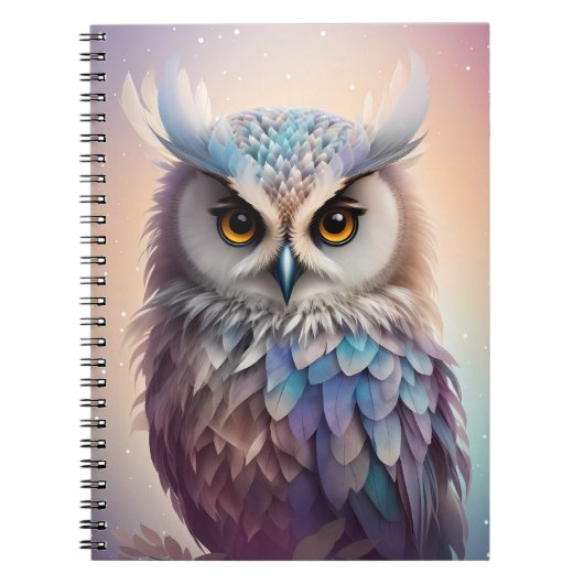 Droomy Fantasy Uil Zachte Pastel Kleuren Notitieboek (Voorkant)