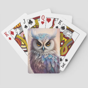 Droomy Fantasy Uil Zachte Pastel Kleuren Pokerkaarten