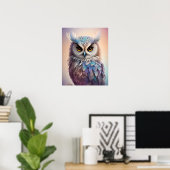Droomy Fantasy Uil Zachte Pastel Kleuren Poster (Thuiskantoor)