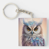 Droomy Fantasy Uil Zachte Pastel Kleuren Sleutelhanger (Voorkant)