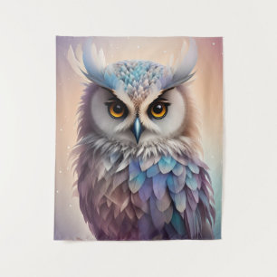 Droomy Fantasy Uil Zachte Pastel Kleuren Wandkleed