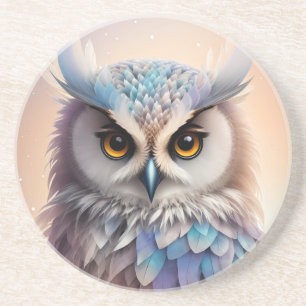 Droomy Fantasy Uil Zachte Pastel Kleuren Zandsteen Onderzetter
