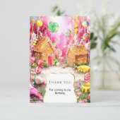 Droomy Fun Candyland Verjaardag Bedankkaart (Staand voorkant)