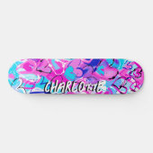 Droomy Fusion: Blauwe & Roze Graffiti Harten Persoonlijk Skateboard (Horizontaal)