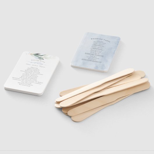 Droomy groen stoffig blauw bruiloft programma handwaaier (Niet-gemonteerd)