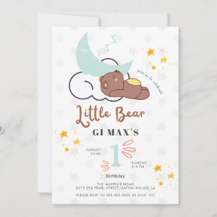 Droomy Little Beer Cloud & Star Baby 1st Verjaarda Kaart