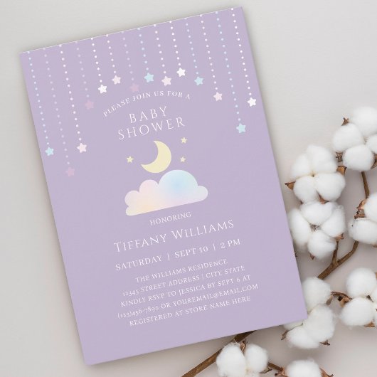 Droomy Starry Sky Moon en Stars Baby shower Kaart