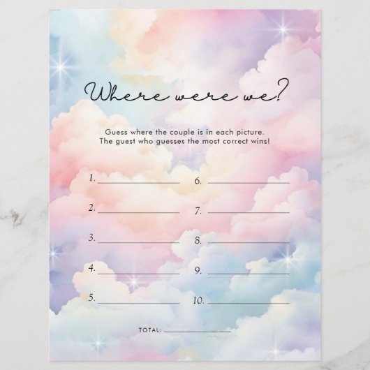 Droomy Stars waar waren we Vrijgezellenfeest spel (Voorkant)