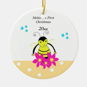 Droomzame Bij Baby's Eerste Kerstmis Keramisch Ornament