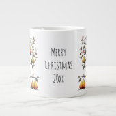 Droomzuchtige Patrijs in een Kersenboom met Kerstm Grote Koffiekop (Voorkant)