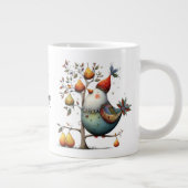 Droomzuchtige Patrijs in een Kersenboom met Kerstm Grote Koffiekop (Rechts)