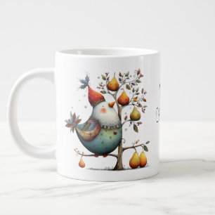 Droomzuchtige Patrijs in een Kersenboom met Kerstm Grote Koffiekop