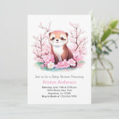 Droomzuchtige Waterverf Otter Meisje Baby Shower Kaart (Staand voorkant)