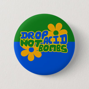 Drop acid niet bommen ronde button 5,7 cm
