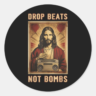 Drop Beats bombardeert niet anti-oorlog Jezus Chri Ronde Sticker