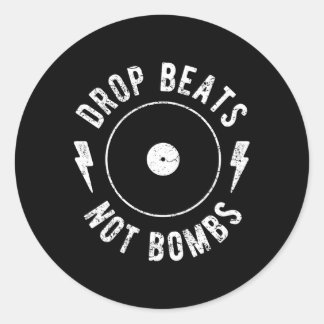Drop Beats Niet Bommen Anti-War EDM Py DJ Ronde Sticker